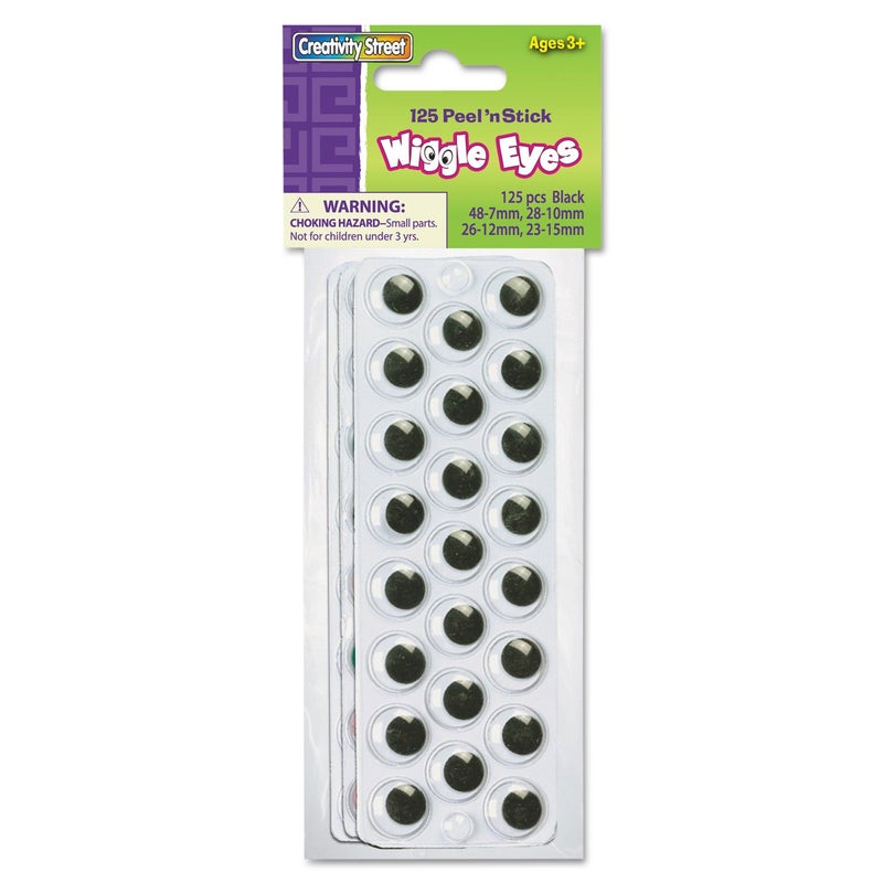 Creativity Street AC343802 Peel and Stick Wiggle Eyes Assorted Sizes Black on White Set of 137