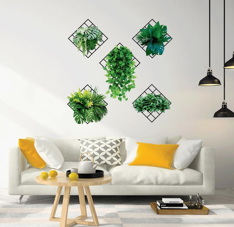 Rangoli Beautiful 3D Vivid Green Plants Self Adhesive Sticker for Living Room Bedroom (Pack of 5) - Image 2