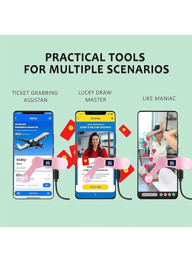 جهاز نقر تلقائي للهواتف الذكية، جهاز نقر سريع لشاشة الهاتف، لعبة محاكاة نقر سريع ومستمر بالإصبع، لايف لايك، فلاش كتم، مهام مكافأة (وردي) - Image 5