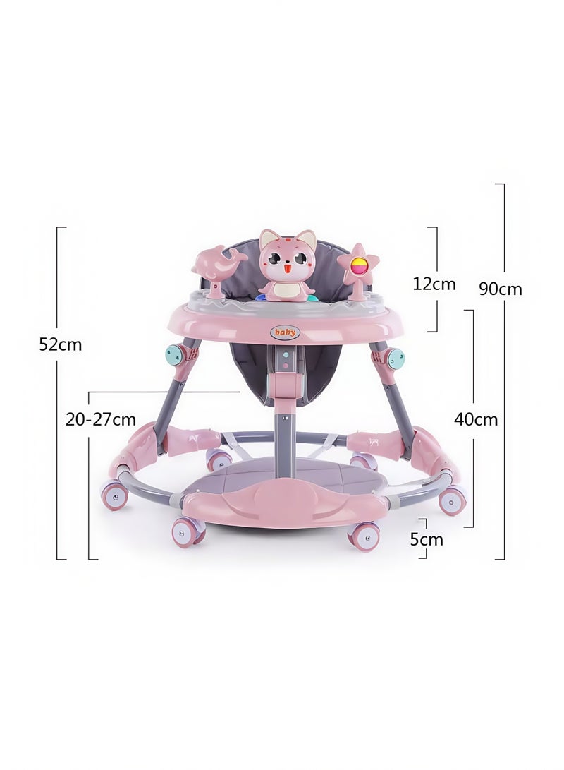 مشاية أطفال بارتفاع قابل للتعديل، 3 في 1 تمنع الأرجل الدائرية، تتضمن ألعابًا جذابة وموسيقى مسلية، عربات أطفال مضادة للانقلاب - Image 3