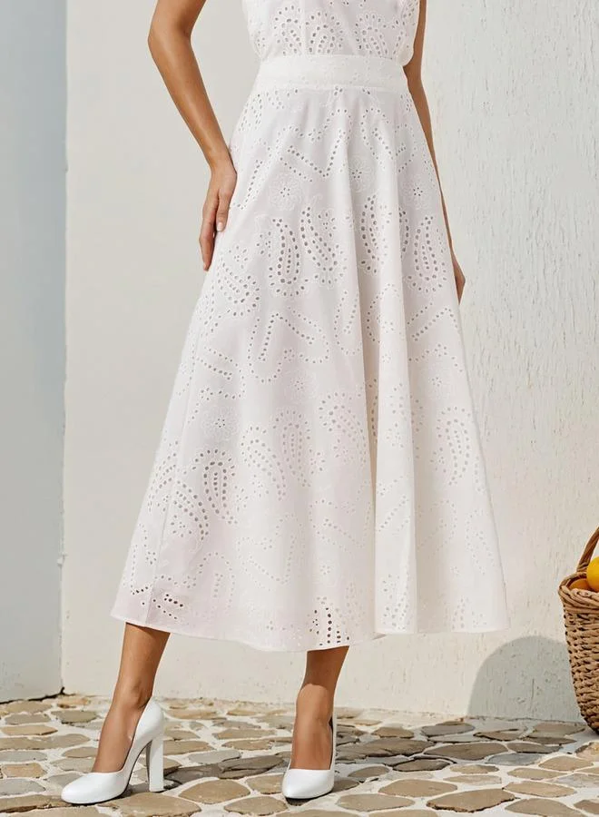 2Xtremz 2Xtremz Schiffli Embroidered Midi Skirt