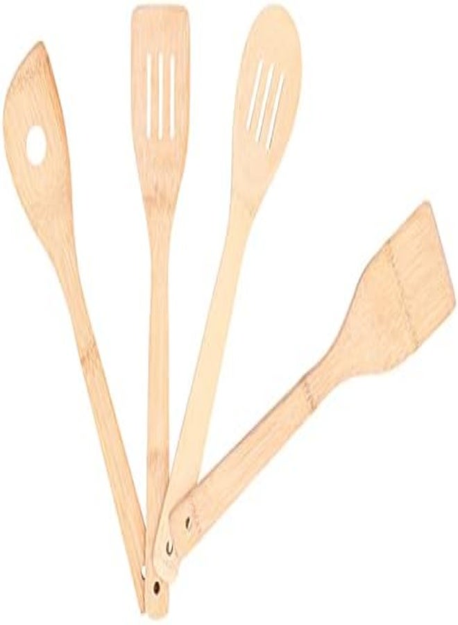AKDC Spatula Cooking-Tools Set, 4Pcs/Set Spatula Kitchen Utensil Circular Slotted Spatula Kitchen Utensil Bamboo Spatula Set For Home Kitchen - Image 1