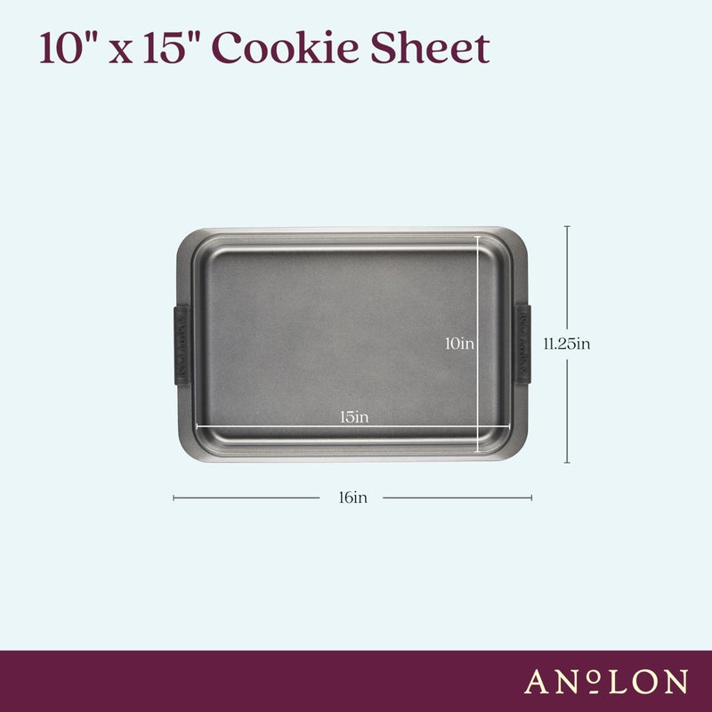 Anolon Advanced Nonstick Bakeware with Grips, Nonstick Cookie Sheet / Baking Sheet - 10 Inch x 15 Inch, Gray - Image 3