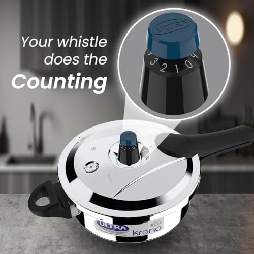 Ultra Triply Krono Pressure Cooker 3.5 Litre | Whistle Counter | Spillage Control | AISI 304 Food Grade Stainless Steel Cooker | 5 Years Warranty | Cooks Fast & Saves Gas | SCTS Technology - Image 3