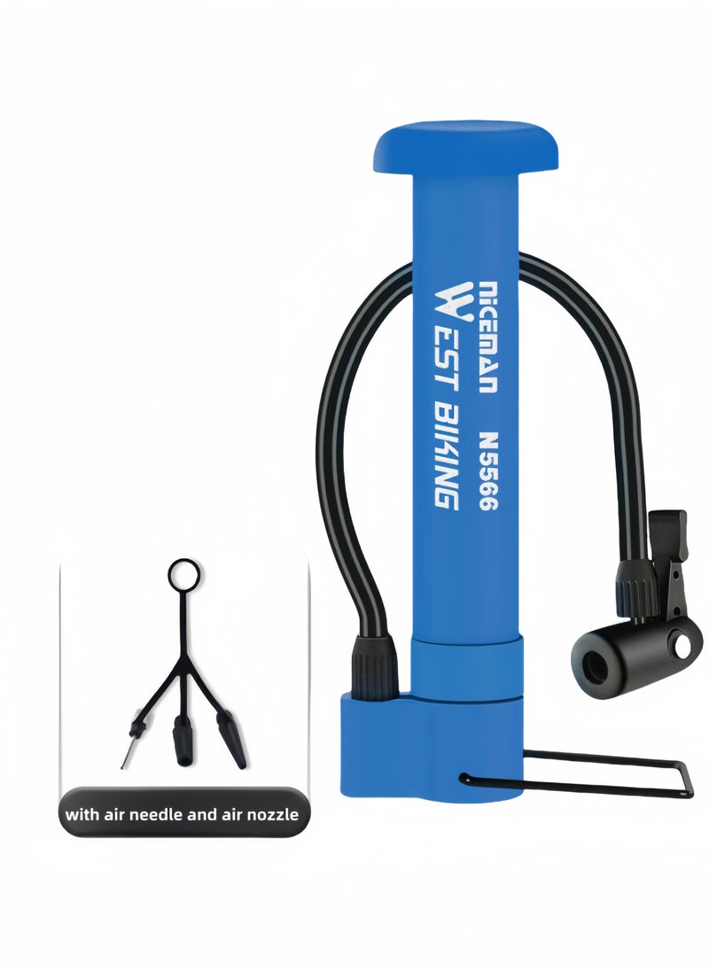WEST BIKING Latest Air Pump Bike pump, Mmini Bicycle Pump, Portable Bicycle Floor Pump, Aluminum Alloy Floor Bicycle Air Pump, Compact Mini Bicycle Tire Pump Suitable For All Bicycles-Blue  - Image 1