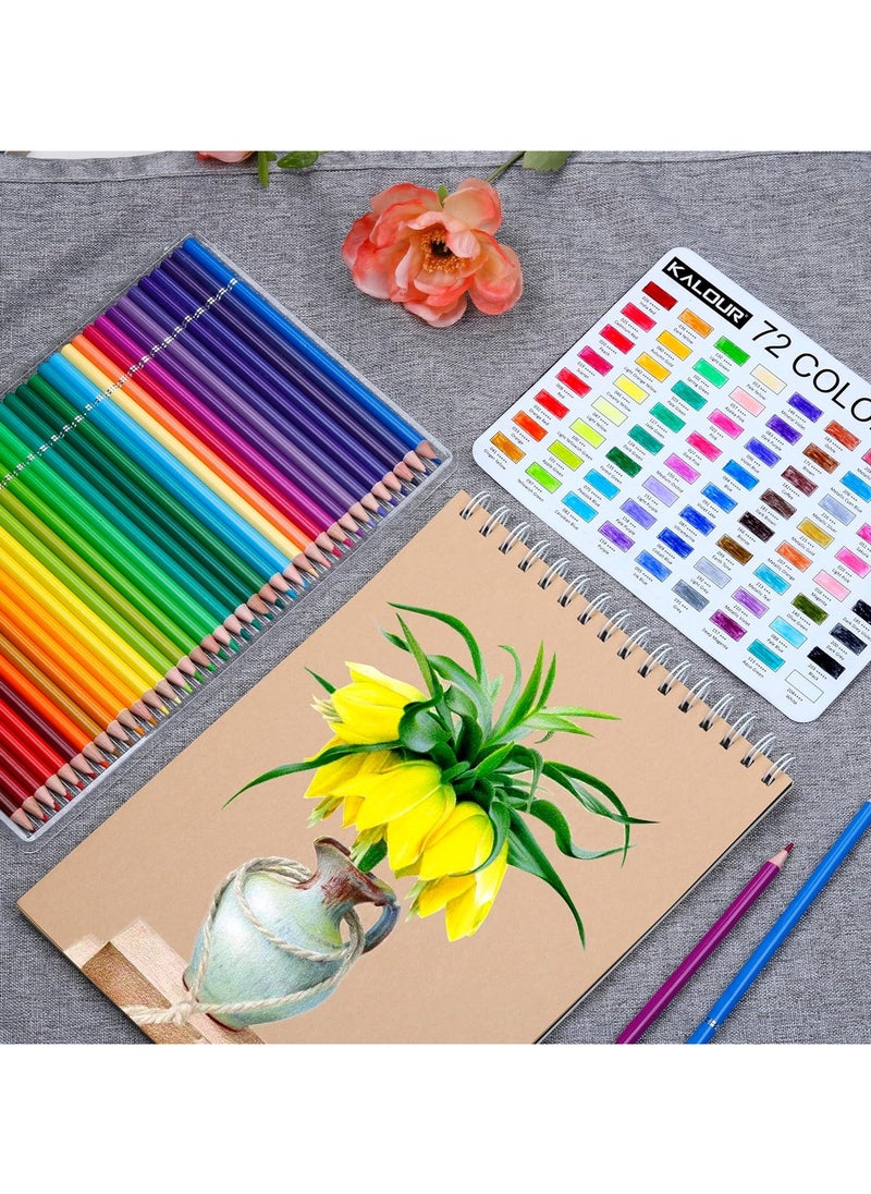 KALOUR - KALOUR 72 Count Colored Pencils for Adult Coloring Books, Soft Core,Ideal for Drawing Blending Shading,Color Pencils Set Gift for Adults Kids Beginners - Image 1