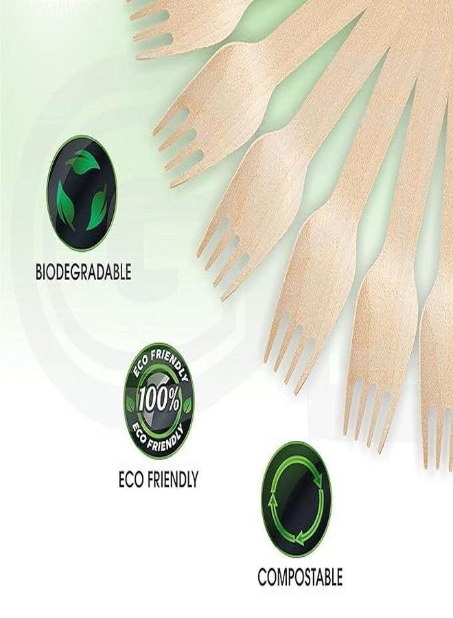 GR DESIGN® Wooden Forks and Spoon | Bio-degradable | Eco Friendly Disposable for Home Use, Party, Events 160mm (Fork, Pack of 100) - Image 3
