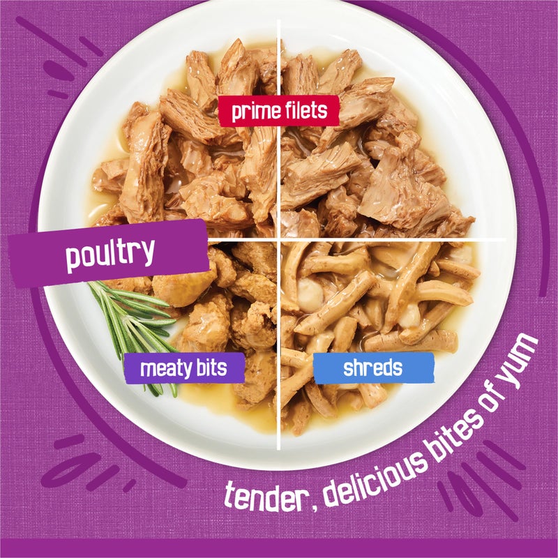 Friskies طعام قطط رطب من بورينا فريسكيز بنكهة الصلصة - مجموعة متنوعة، قطع دجاج، قطع لحم وشرائح رئيسية - (عبوة من 32) علب 5.5 أونصة. - Image 4