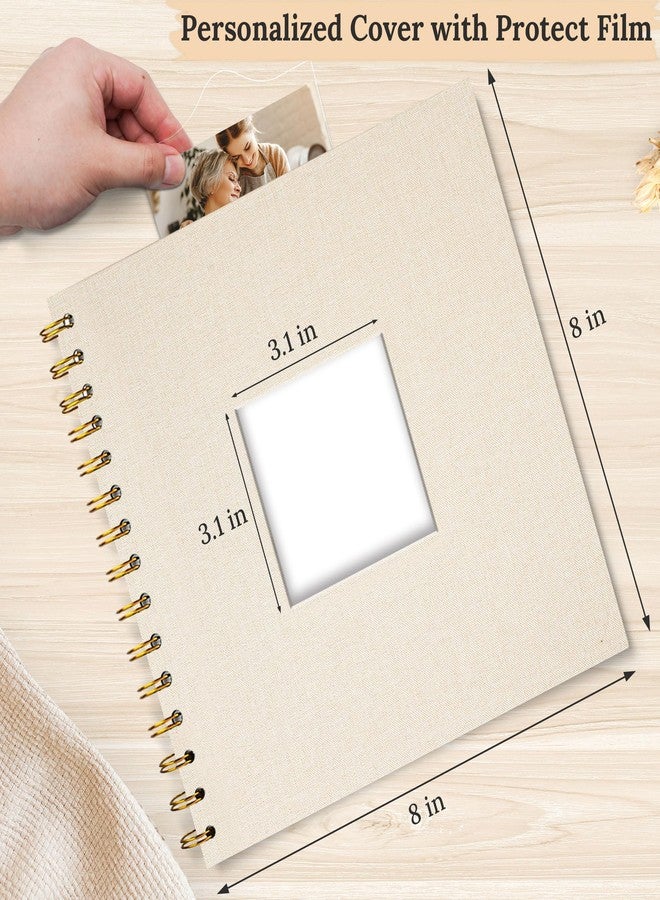 Hiwhy 8 x 8 Inch Scrapbook Photo Album Linen Cover, Hardcover Kraft White Pages Memory Book, for Travel Wedding Guest Book Christmas Baby Shower (20 Sheets/ 40 Pages,Beige) - Image 2