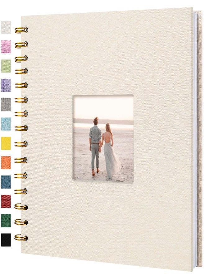 Hiwhy 8 x 8 Inch Scrapbook Photo Album Linen Cover, Hardcover Kraft White Pages Memory Book, for Travel Wedding Guest Book Christmas Baby Shower (20 Sheets/ 40 Pages,Beige) - Image 1