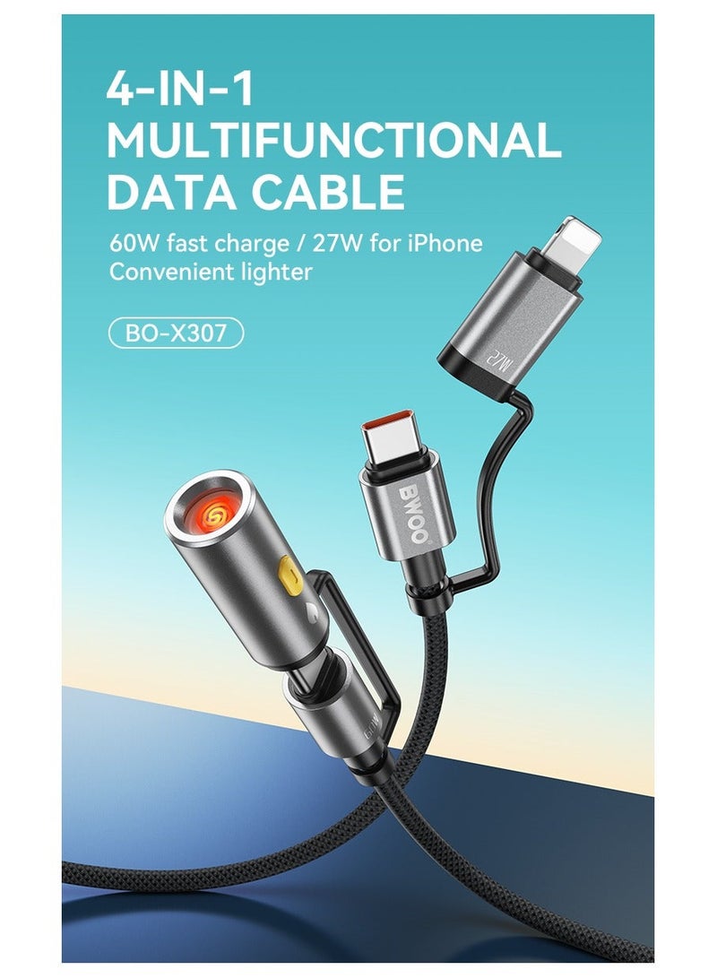 BWOO 4 In 1 Fast Charging Data Cable Black - Image 4