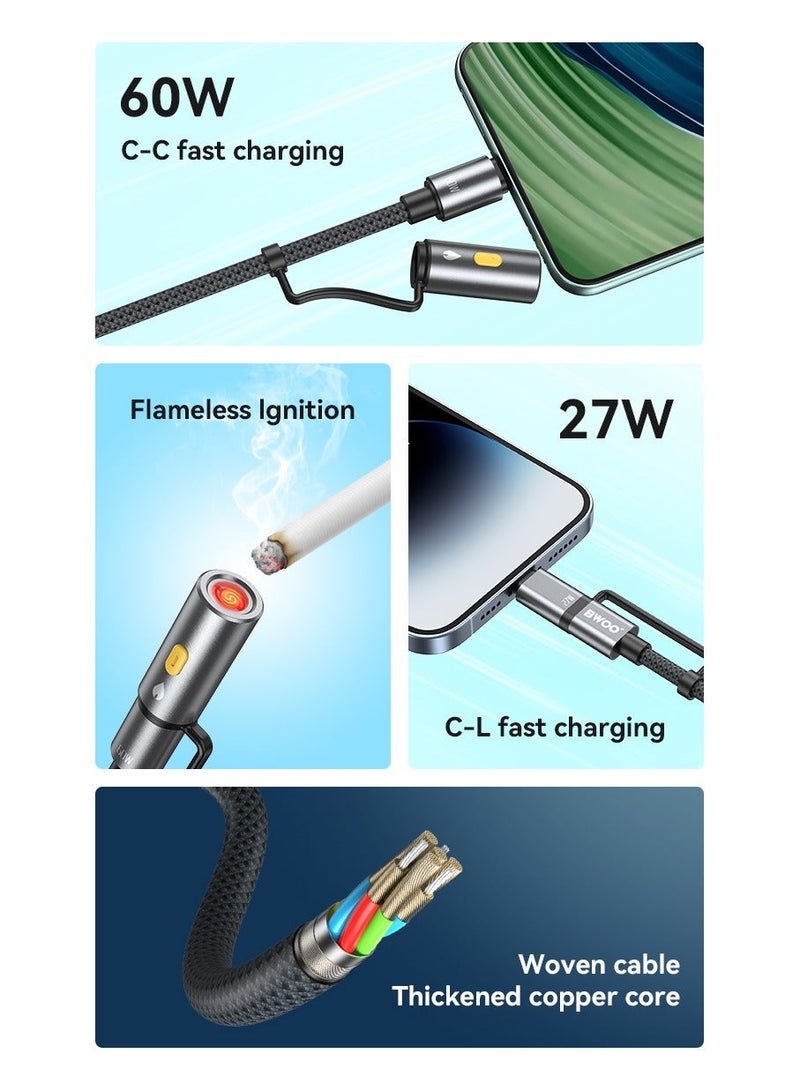 BWOO 4 In 1 Fast Charging Data Cable Black - Image 5