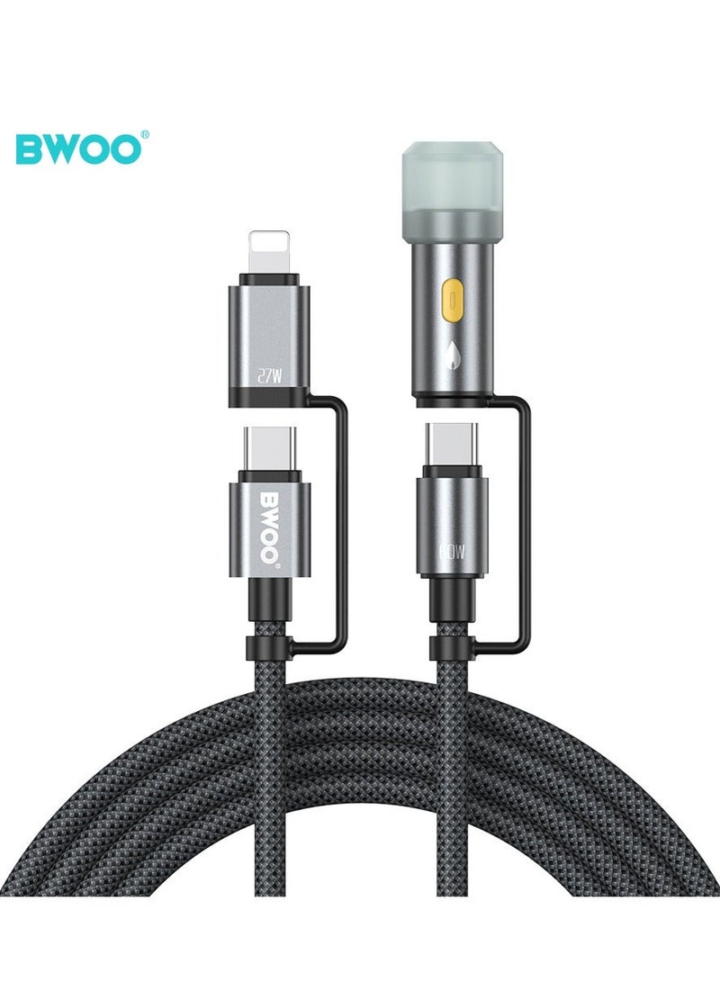 BWOO 4 In 1 Fast Charging Data Cable Black - Image 1