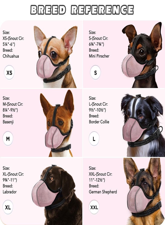 BONTHEE Dog Muzzle - Soft Breathable Mesh Nylon Adjustable Muzzle for Small Medium Large Dogs | Prevents Chewing,Biting & Scavenging | Allows Panting, Drinking & Grooming | Secure Collar Strap Design(Pink M) - Image 3