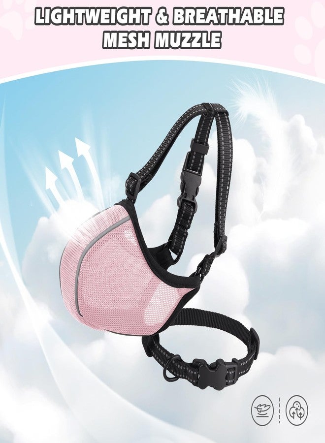 BONTHEE Dog Muzzle - Soft Breathable Mesh Nylon Adjustable Muzzle for Small Medium Large Dogs | Prevents Chewing,Biting & Scavenging | Allows Panting, Drinking & Grooming | Secure Collar Strap Design(Pink M) - Image 5