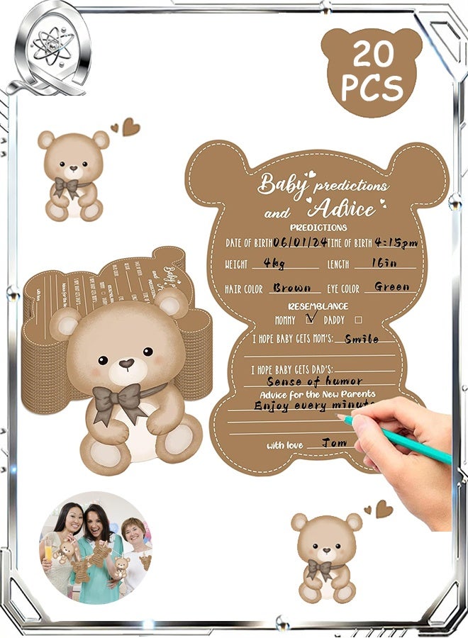 Quantum 20 PCS Baby Gender Reveal Boar, Teddy Bear Baby Shower Game Set Prediction and Advice Cards, Party Supplies Kit with Decorations Games Voting Poster Board Stickers - Image 1