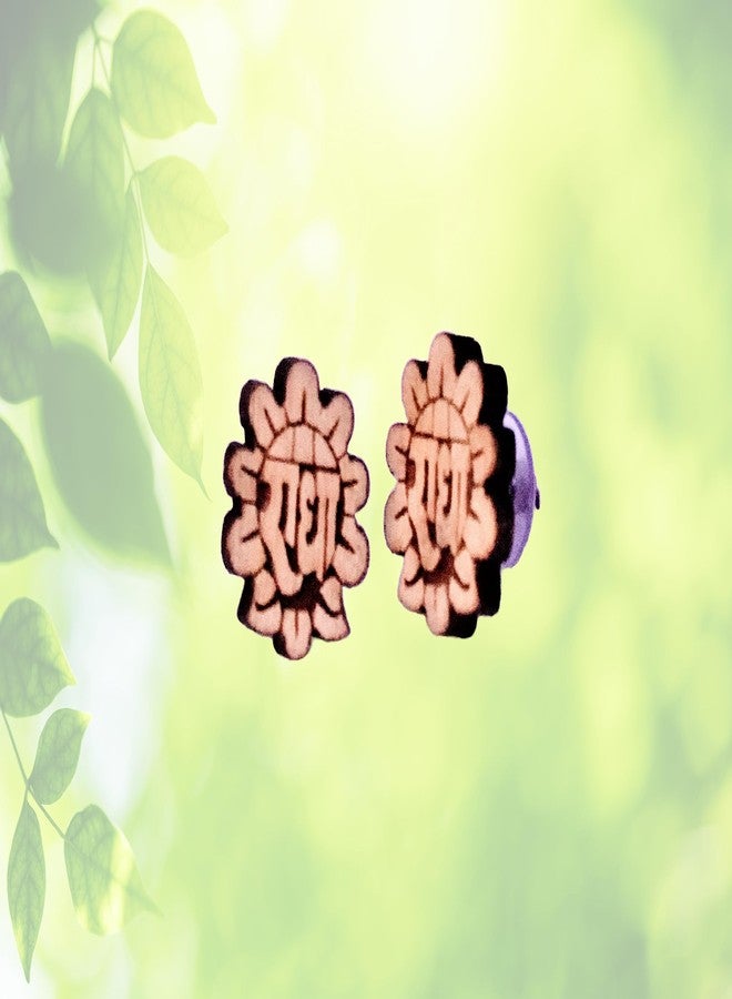 ISKCON VRINDAVAN Handmade Tulsi wood Earrings/Ear tops of different designs - Made with real Tulsi wood (All in One) - Image 2