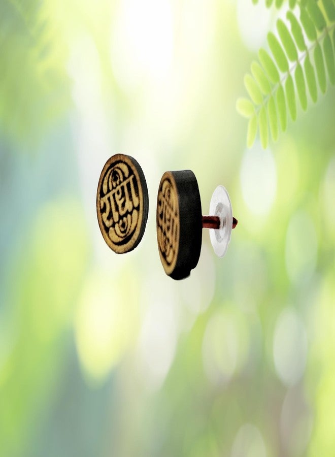 ISKCON VRINDAVAN Handmade Tulsi wood Earrings/Ear tops of different designs - Made with real Tulsi wood (All in One) - Image 3