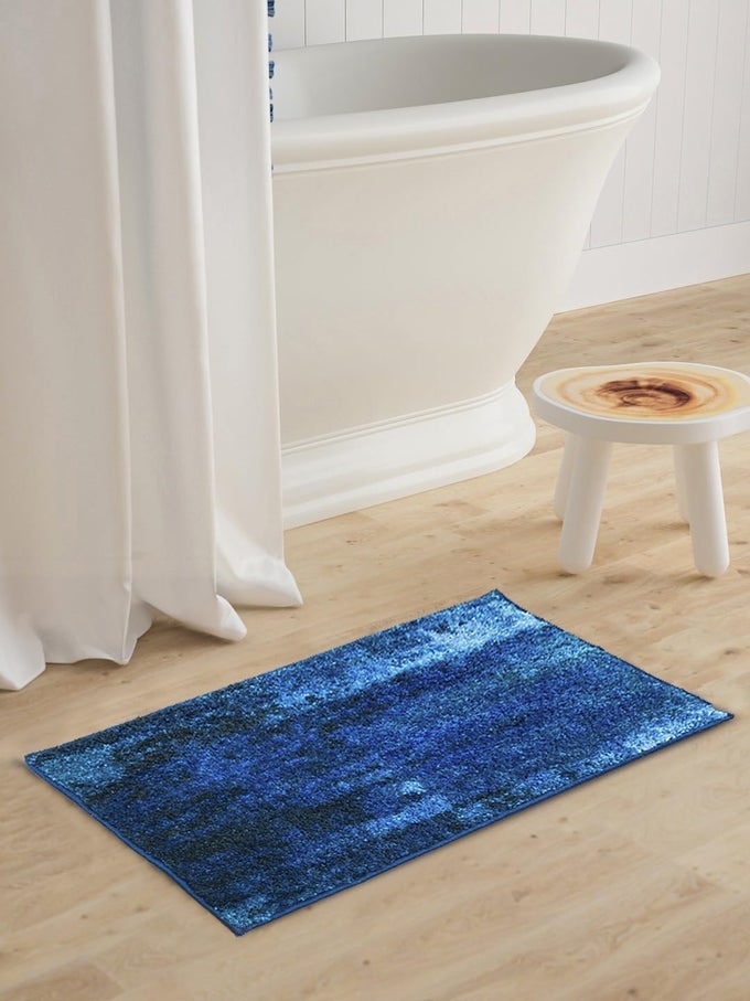 SUPER SOFT DESIGNER ANTI SLIP BATH MAT -1PC LARGE (SPA) | SUPER SOFT BATH RUG, FLOOR MAT, SUITABLE FOR BATHROOM | WITH SUPER WATER ABSORBENCY & QUICK DRY TECHNOLOGY ABSTRACT-BLUE