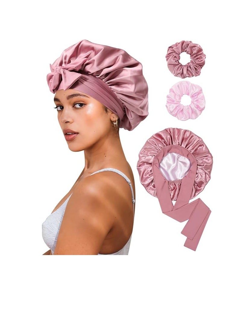 Reversible Satin Bonnet for Sleeping Women Double Layer Hair Bonnet with 2PCS Hair Scrunchies Elastic Tie Band Night Cap - pzsku/ZA7DBEED0BD05BFA22C60Z/45/_/1734421616/2d92cd4e-19e2-43c8-ba5e-d8c644b9a5d6