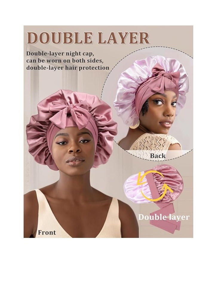 Reversible Satin Bonnet for Sleeping Women Double Layer Hair Bonnet with 2PCS Hair Scrunchies Elastic Tie Band Night Cap - pzsku/ZA7DBEED0BD05BFA22C60Z/45/_/1734421638/d75b44fb-db6a-44b5-825c-b8df4241906b