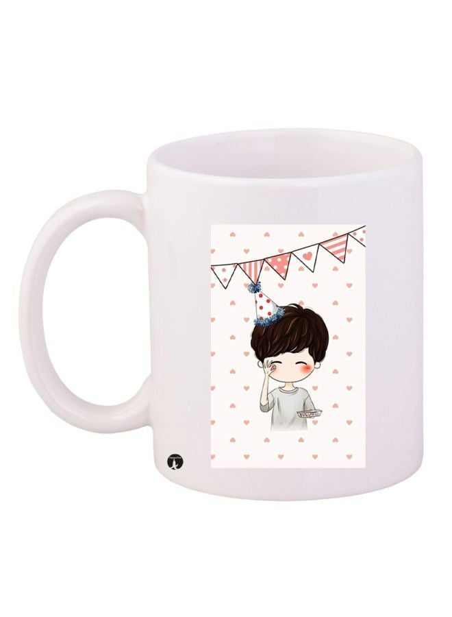 RYN Birthday Boy Printed Coffee Mug White/Pink/Grey 11ounce