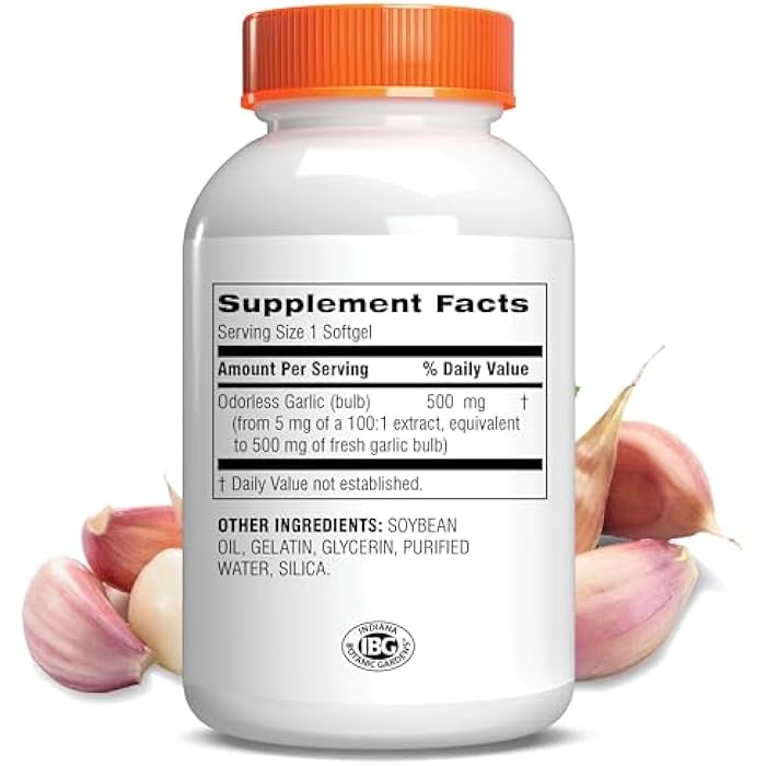 Botanic Choice Odorless Garlic Oil Softgels - Antioxidant Cholesterol and Immune Support Supplement for Adults - Gluten Free Non-GMO - 180 Pills - Image 2