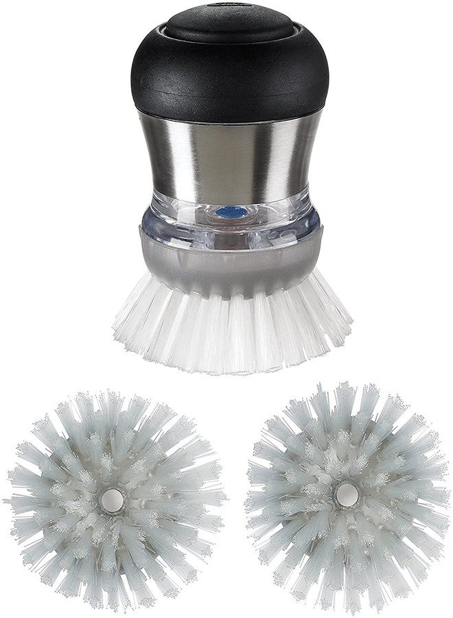 FIRST LOVE Steel Soap Dispensing Palm Brush with Refills - Image 1