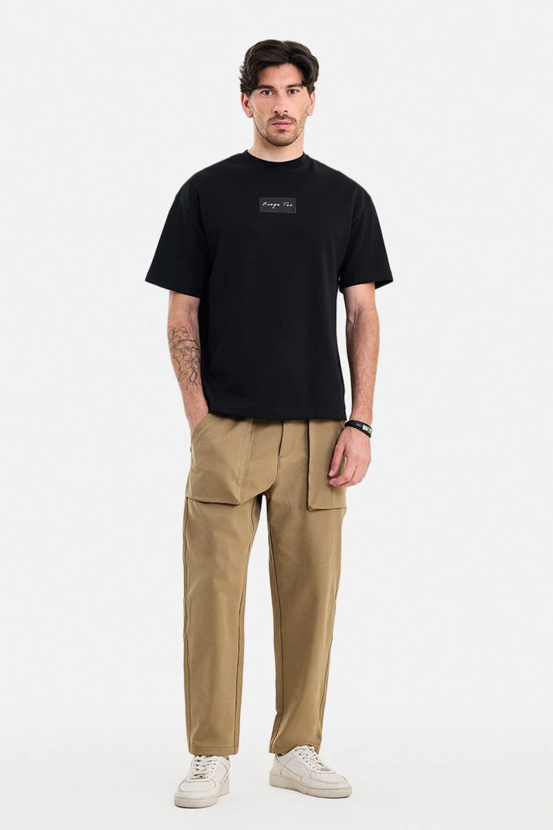 سنيتش Khaki Solid Straight Fit Streetwear Cargo