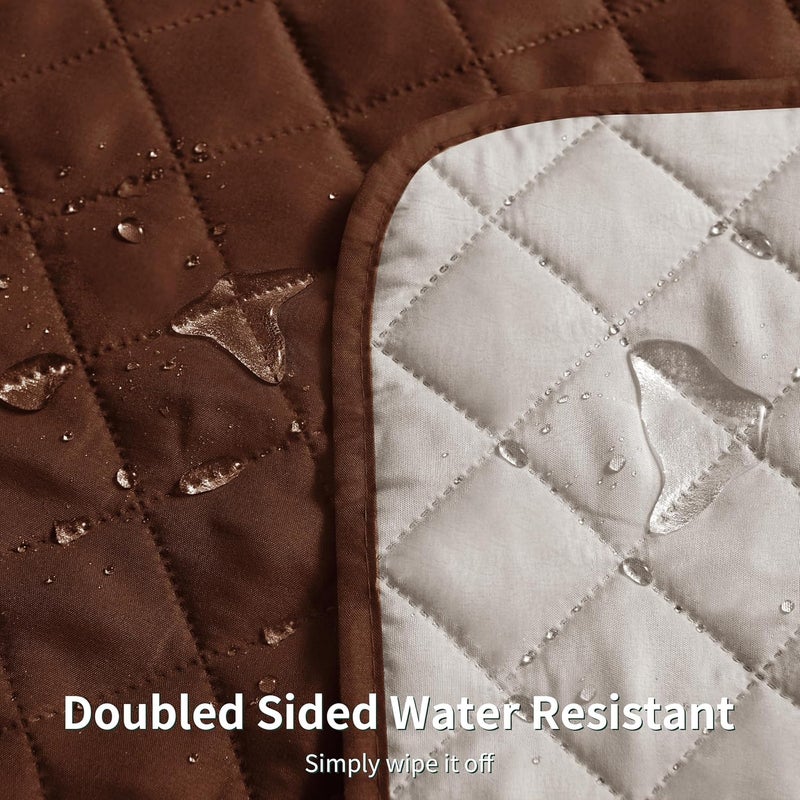 CHUN YI Quilted Chair Cover Water Resistant Reversible Chair Slipcover NonSlip Furniture Protector Washable Couch Cover with Elastic Straps for Dogs Kids Pets Chair Chocolate - Image 3