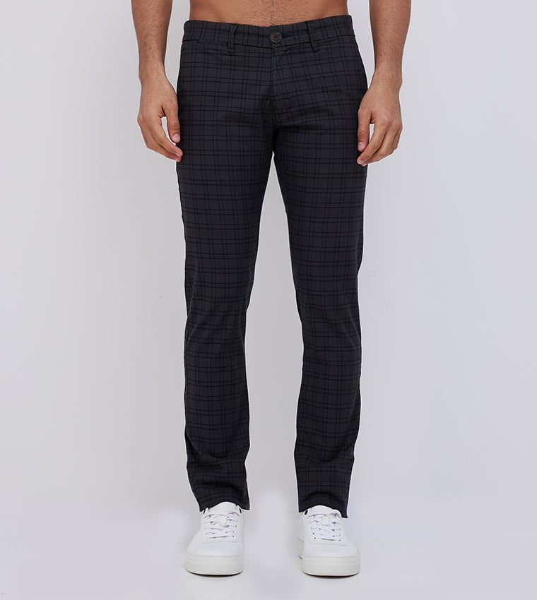 BEVERLY HILLS POLO CLUB Plaid Slim Fit Casual Pants
