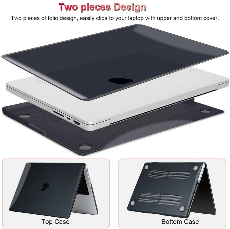 MOCA Compatible with MacBook Pro 13 inch Case M2 2024 2023 2022-2016 A2338 M1 A2251 A2289 A2159 A1989 A1708 A1706 with/Without Touch Bar, Plastic Hard Shell Case Cover (Crystal Black) - Image 2