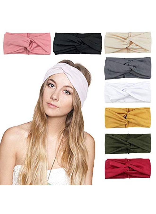 DRESHOW 8 Pack Headbands For Women Yoga Hairbands Vintage Criss Cross Knot Head Wrap  - Image 3