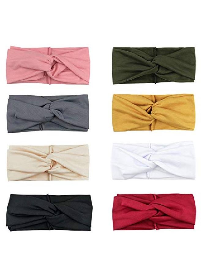 DRESHOW 8 Pack Headbands For Women Yoga Hairbands Vintage Criss Cross Knot Head Wrap  - Image 1