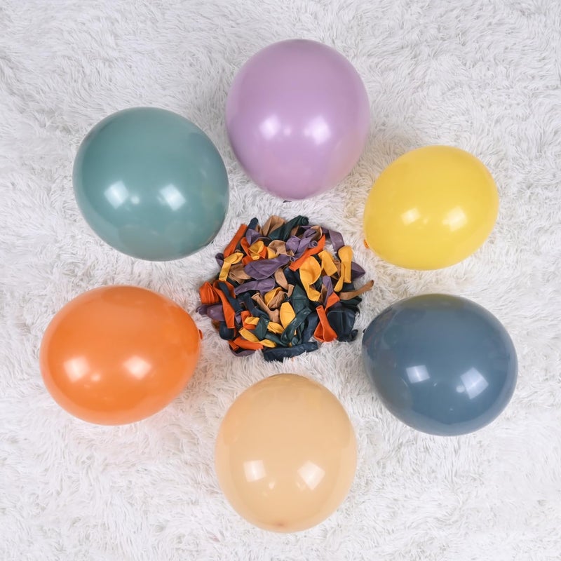 Paeyeq 124PCS Rainbow Balloon Arch Kit, Assorted Colorful Balloon Garland with Dusty Slate Blue Retro Orange Balloons, Mustard Yellow Beige Balloons for Baby Shower Boho Groovy Birthday Party Decorations - Image 3