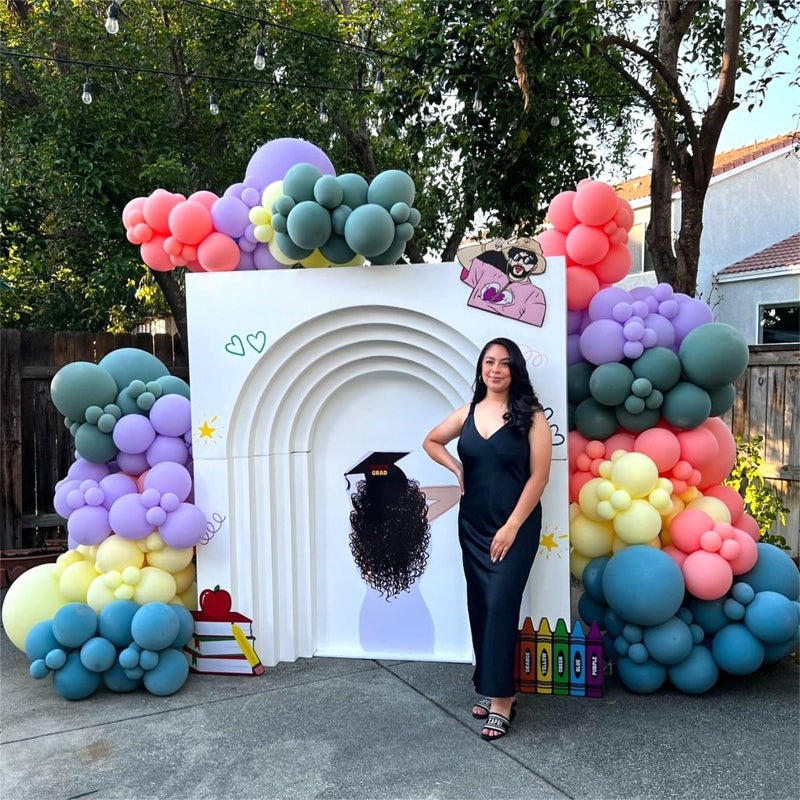 Paeyeq 124PCS Rainbow Balloon Arch Kit, Assorted Colorful Balloon Garland with Dusty Slate Blue Retro Orange Balloons, Mustard Yellow Beige Balloons for Baby Shower Boho Groovy Birthday Party Decorations - Image 4