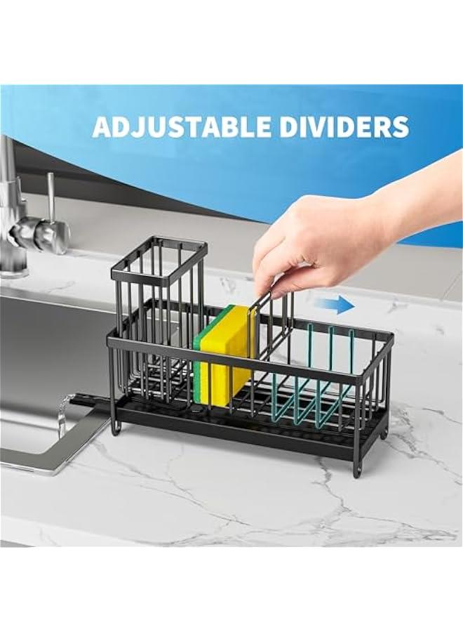Generic Black Sponge Holder for Kitchen Sink, Sink Caddy Organizer with High Brush Holder, Kitchen Countertop Organizers and Storage Essentials, Rustproof 304 Stainless Steel, Soap Dispenser Organize - Image 4