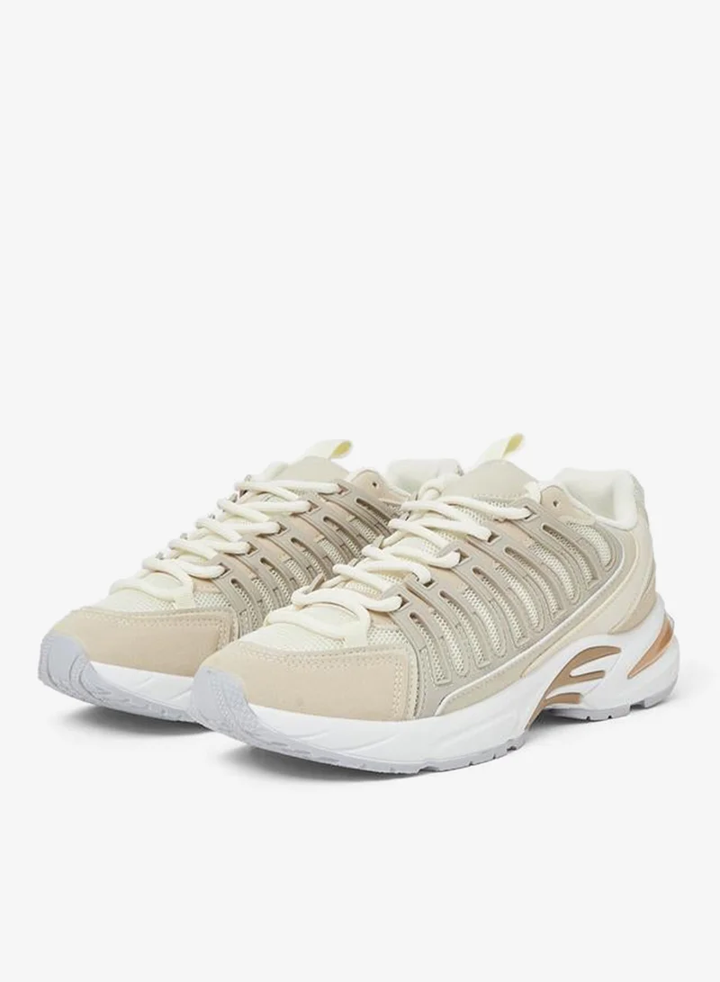 Styli Beige Textured Sporty Sneakers