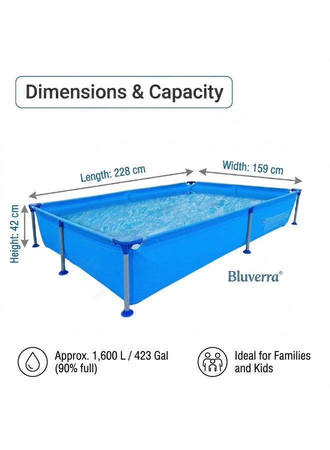 Bluverra Pool with Columns, Rectangular, Blue, 228 × 159 × 42 cm - Image 4