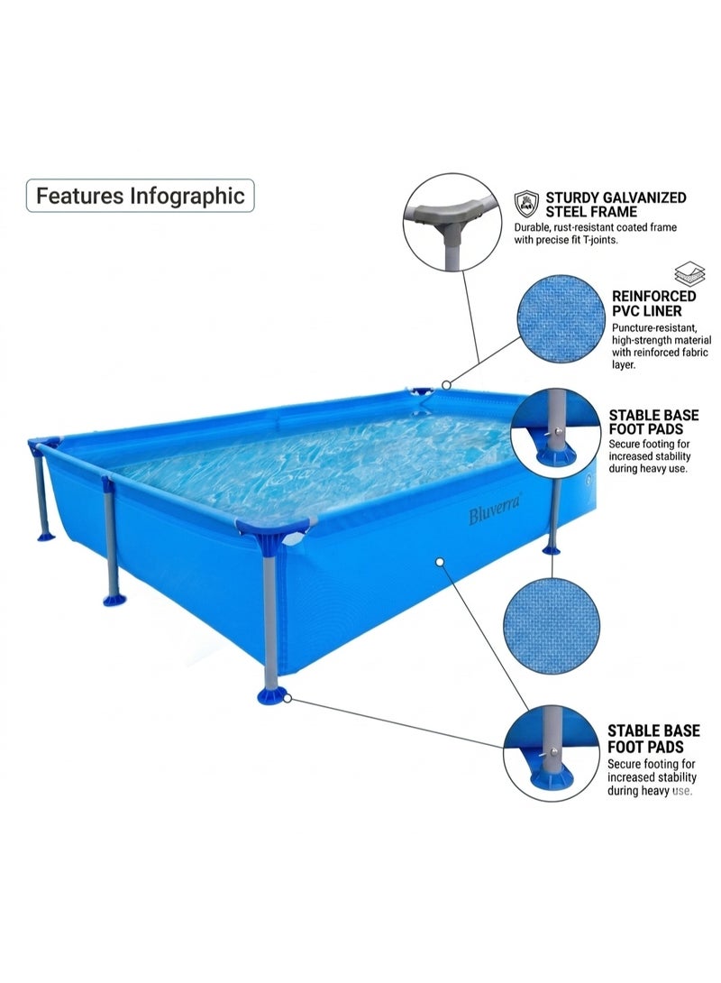 Bluverra Pool with Columns, Rectangular, Blue, 228 × 159 × 42 cm - Image 3