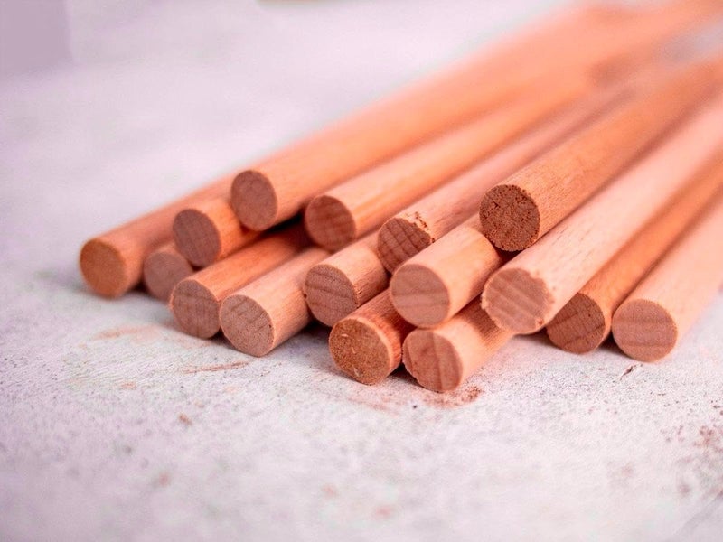 bloomax ® 50 قطعة قضبان دائرية خشبية (6 مم / 12 بوصة) غير مشغولة من الخشب الصلب الطبيعي، عصي دائرية للحرف اليدوية، الفن ومشاريع DIY - Image 1