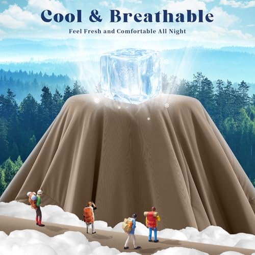 FineMay Cooling Comforter Queen Size, Double-Sided Cooling Blanket for Hot Sleepers & Night Sweats, Arc-Chill Q-Max > 0.4 Breathable Ice Blanket, Lightweight Cold Comforter (80''x90'', Brown) - Image 5