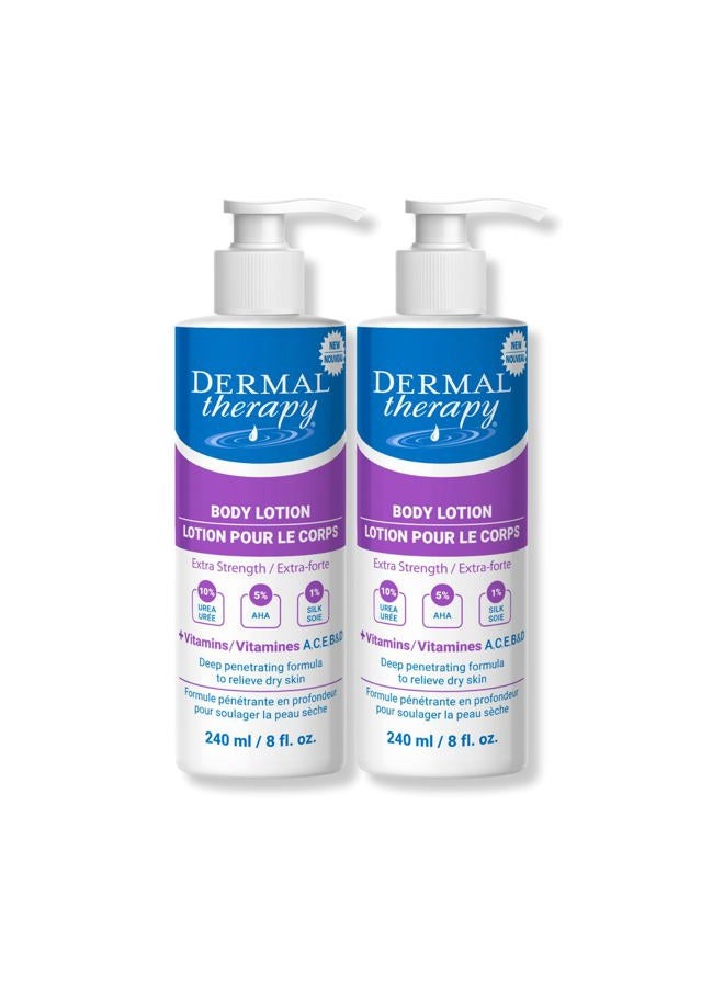dermal therapy Extra Strength Body Lotion - Hydrating Treatment Restores Moisture to Heal Dry, Cracked, Itchy Skin | 5% Alpha Hydroxy Acids and 10% Urea | 8 fl. oz (TwoPack) - Image 1