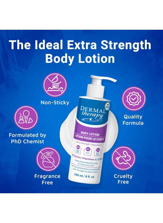 dermal therapy Extra Strength Body Lotion - Hydrating Treatment Restores Moisture to Heal Dry, Cracked, Itchy Skin | 5% Alpha Hydroxy Acids and 10% Urea | 8 fl. oz (TwoPack) - Image 3