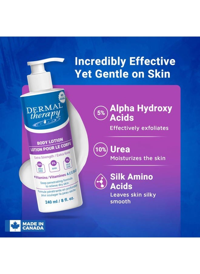 dermal therapy Extra Strength Body Lotion - Hydrating Treatment Restores Moisture to Heal Dry, Cracked, Itchy Skin | 5% Alpha Hydroxy Acids and 10% Urea | 8 fl. oz (TwoPack) - Image 2