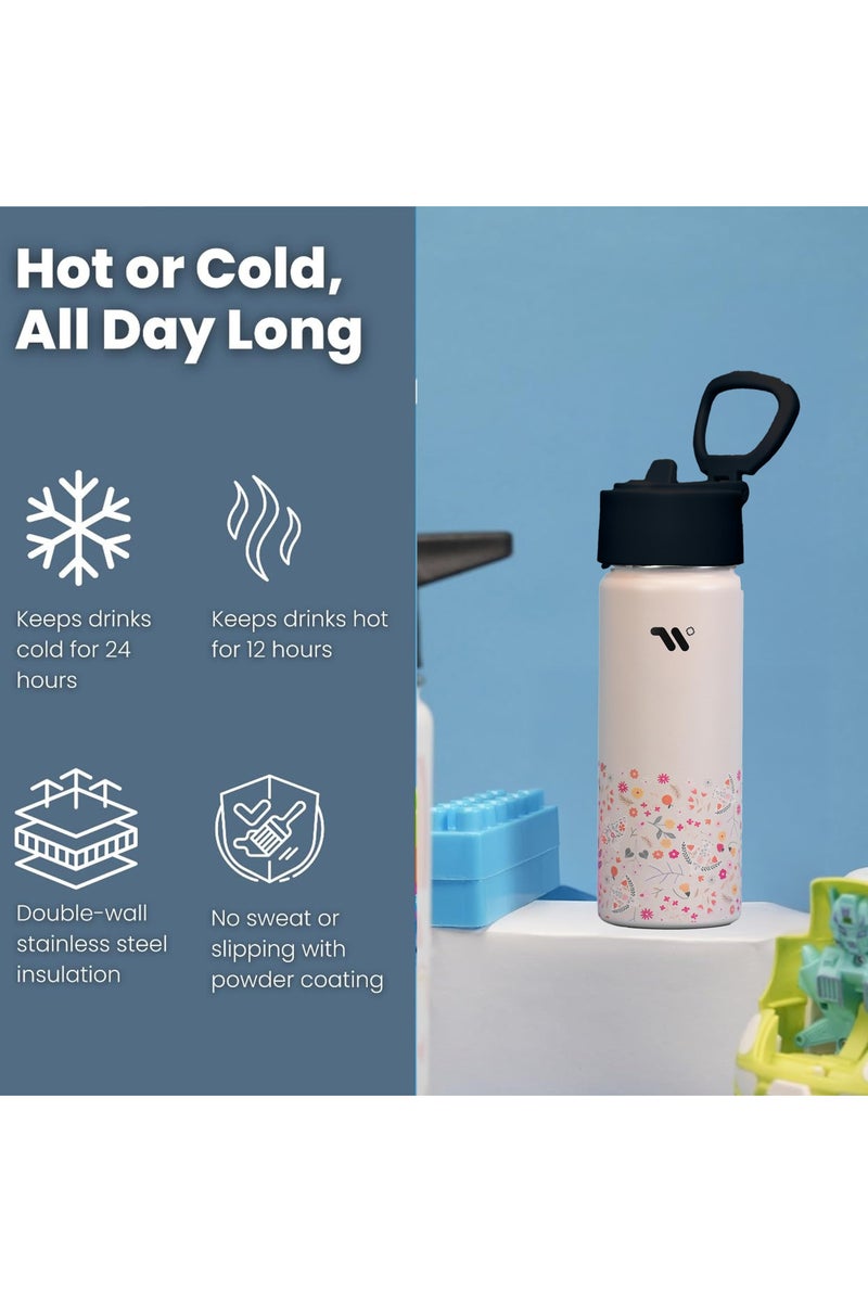 اي 2 سي زجاجة مياه للأطفال من S2C للمدرسة مع غطاء من القش، زجاجة مياه للأطفال سعة 550 مل، زجاجة مياه من الفولاذ المقاوم للصدأ للأطفال، زجاجة مياه معزولة بجدار مزدوج، زجاجة مياه للأطفال، زجاجة مياه من الفولاذ - Image 3