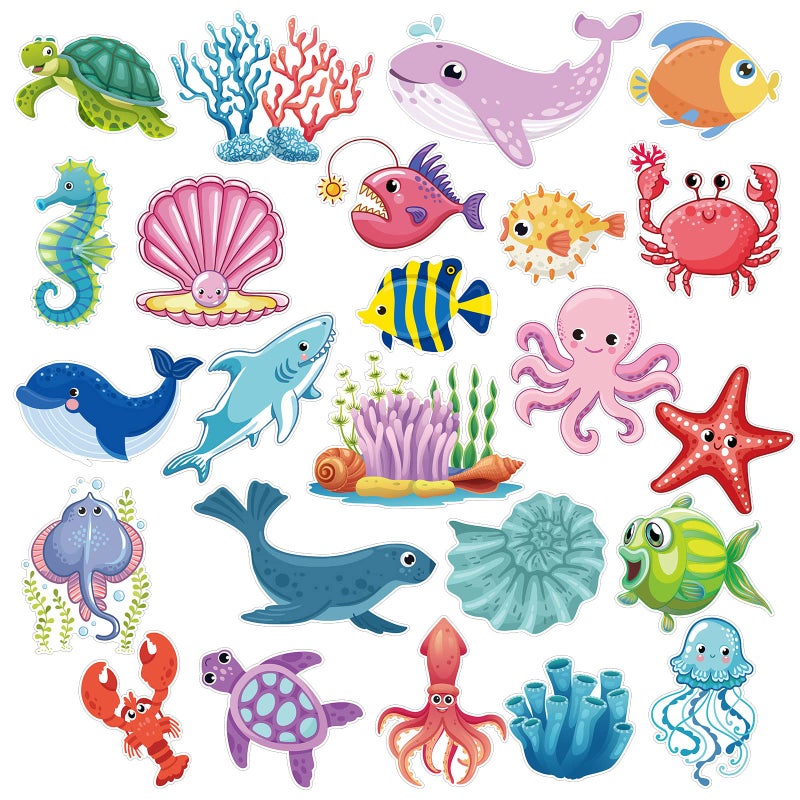 24 Pcs Ocean Cruise Door Decorations Magnetic Sea Animal Car Magnets Fish Fridge Magnets for Door Animal Turtle Crab Magnet Stickers for Car Sea Animals