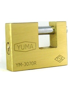 Yuma Sliding Shaft Brass Padlock 80MM Yellow 