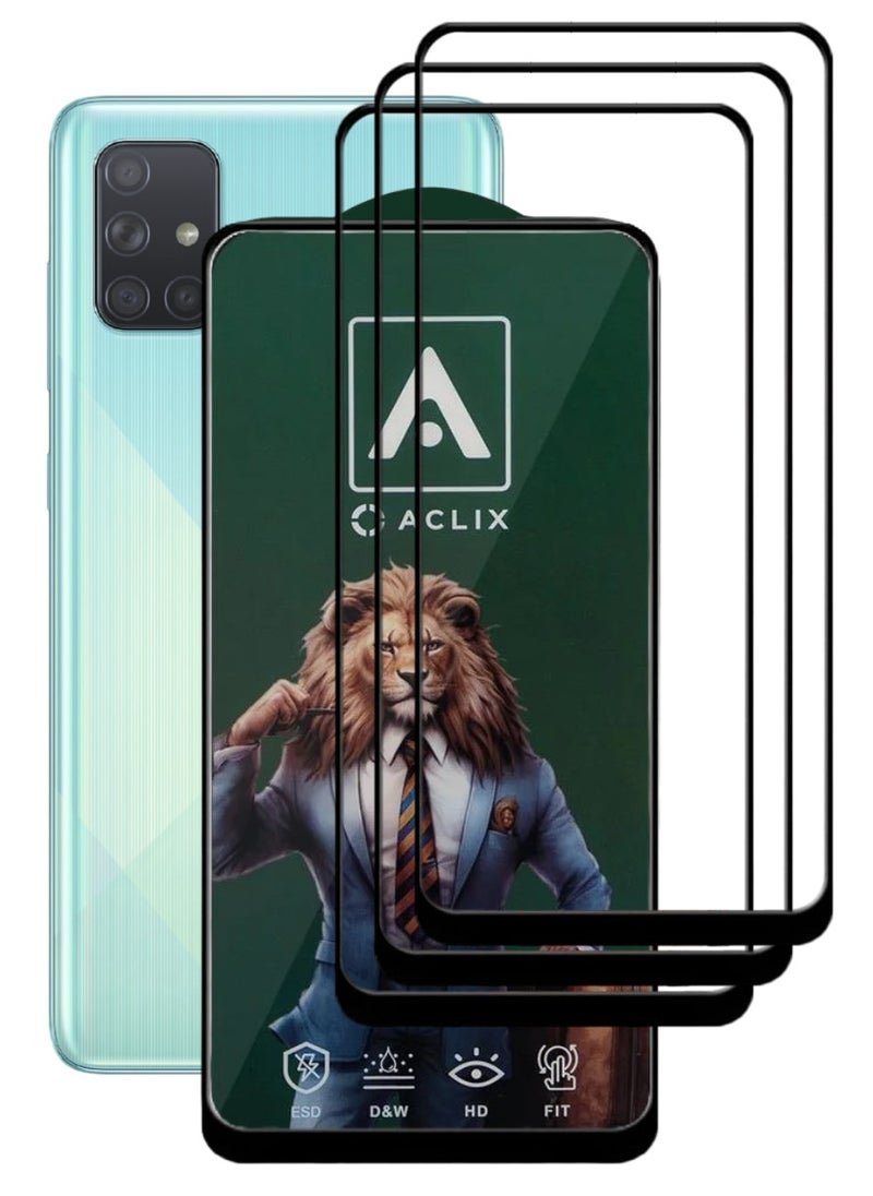 ACLIX 3 Pieces Antistatic ESD Dustproof Premium Quality High Definition Tempered Glass Screen Protector Designed For Samsung Galaxy A71 - Image 1