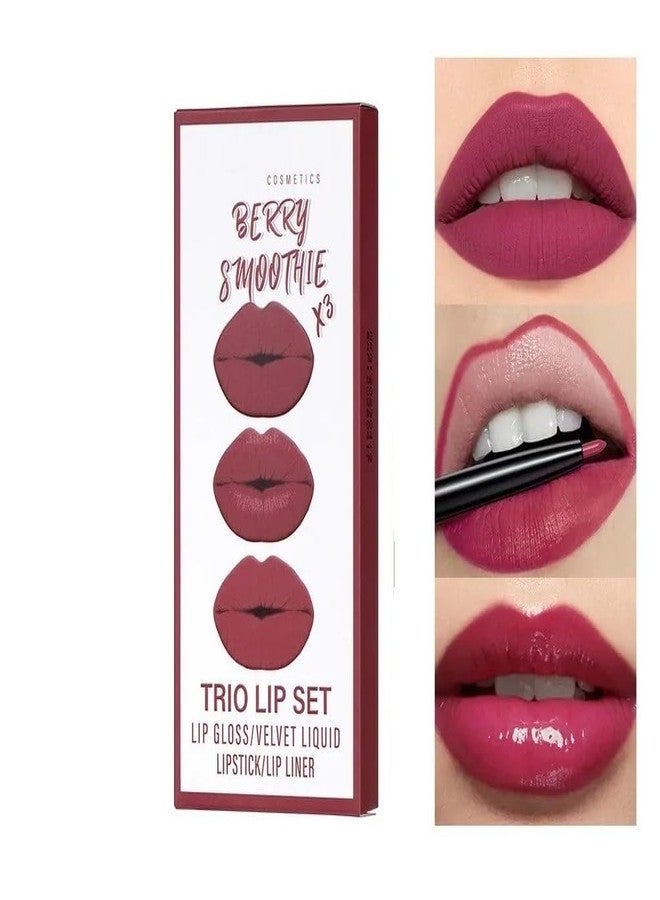 RedOak 3 In 1 Lip Gloss Set With Matte Lipstick,Moisturizing Lip Gloss And 2mm Lip Liner - Berry Smoothie - Image 2